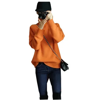 New Orange Turtleneck Cashmere Sweater Women's Thick Pullover Sweater Loose Lazy Fashion Knitting Sweater women sweater Wool
New Orange Turtleneck Cashmere Sweater Women's Thick Pullover Sweater Loose Lazy Fashion Knitting Sweater women sweater Wool