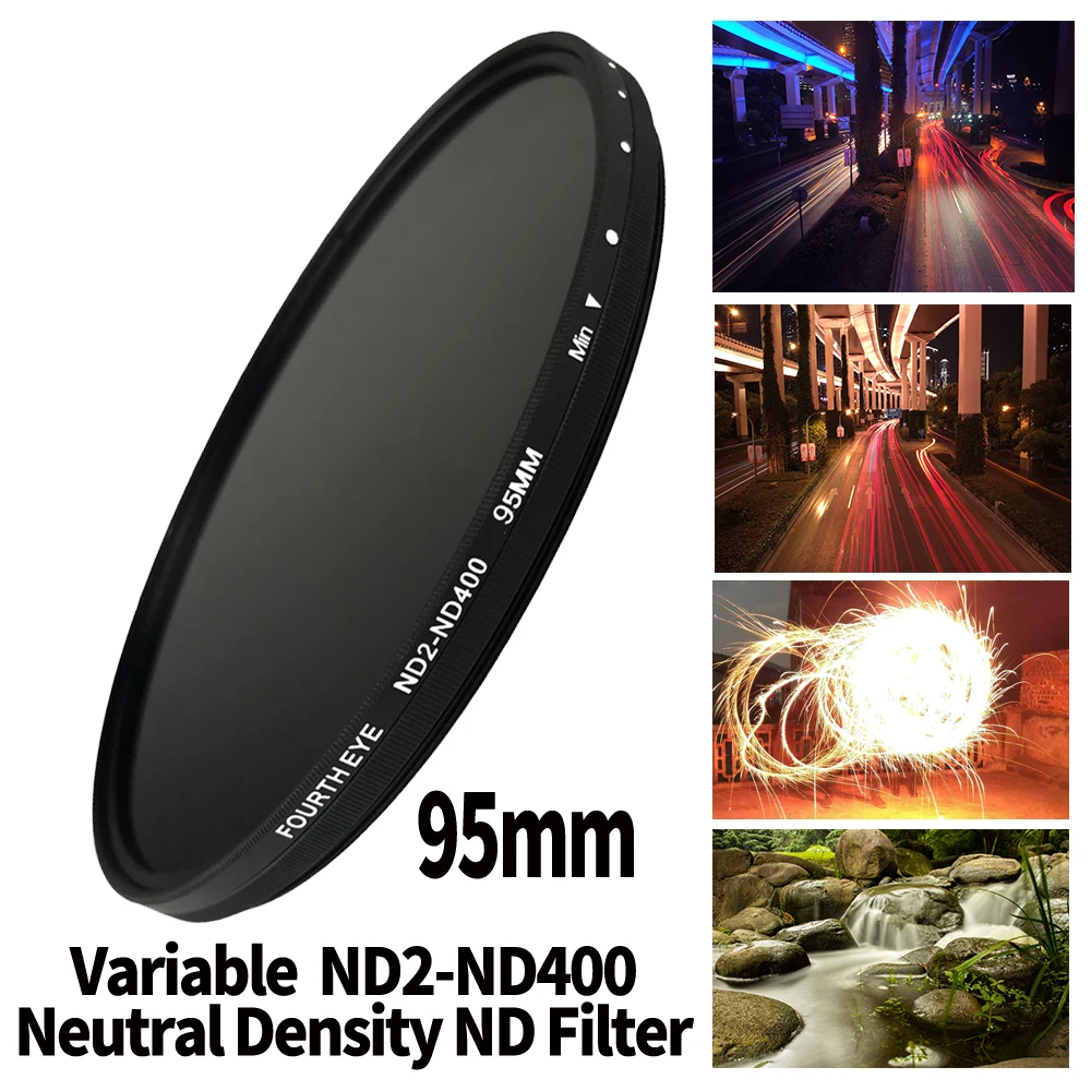 ND Lens 95mm Variable ND2-ND400 Neutral Density Filter Fader ND Adjustable Optical Glass Lens Apply to 95mm camera lens
ND Lens 95mm Variable ND2-ND400 Neutral Density Filter Fader ND Adjustable Optical Glass Lens Apply to 95mm camera lens