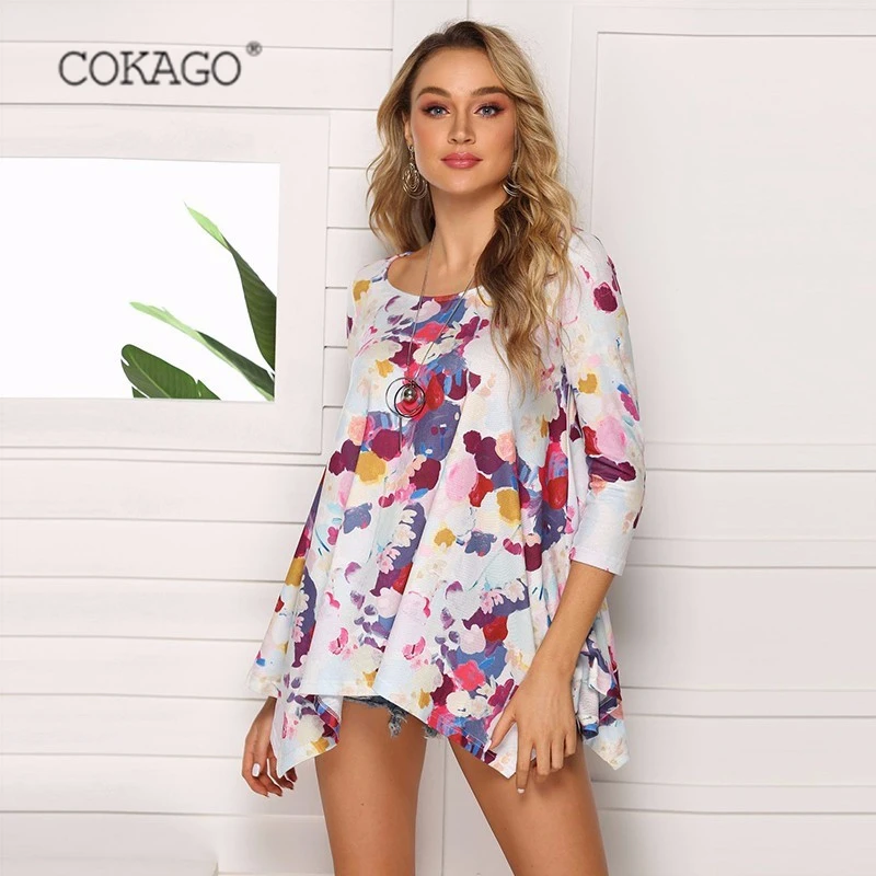 COKAGO Women's T Shirt With Print Three Quarter Sleeve O Neck Batwing Oversized T Shirt Autumn 2019 Casual Tees Women Plus Size 
COKAGO Women's T Shirt With Print Three Quarter Sleeve O Neck Batwing Oversized T Shirt Autumn 2019 Casual Tees Women Plus Size