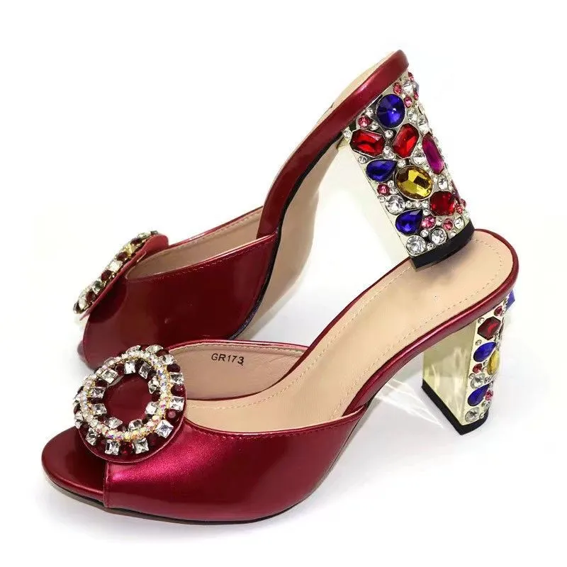 Fashion wine women dress shoes with big crystal decorate african lady pumps for party GR173,heel 9CM
Fashion wine women dress shoes with big crystal decorate african lady pumps for party GR173,heel 9CM