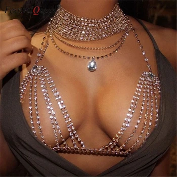 Sexy Crystal Rhinestones Body Jewelry Fashion Bikini Chain Underwear Bra Design Summer Beach Necklace Jewelry
Sexy Crystal Rhinestones Body Jewelry Fashion Bikini Chain Underwear Bra Design Summer Beach Necklace Jewelry
