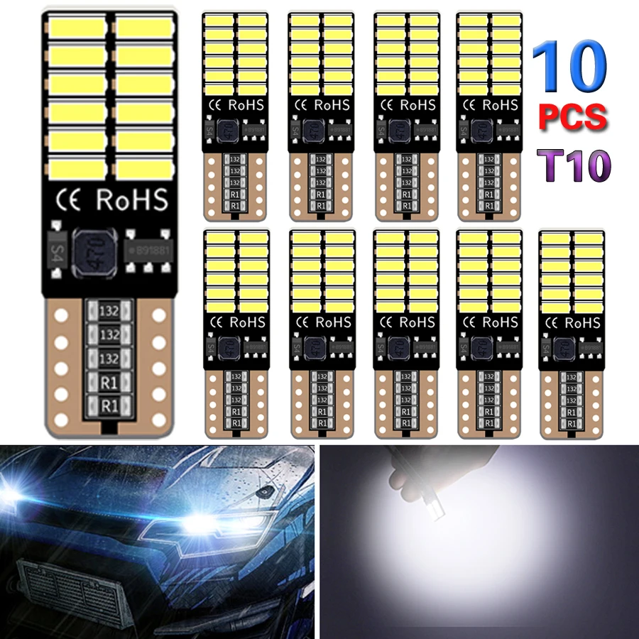 10x T10 LED Auto Lamp Car W5W 4014 24SMD 6500K Light-Emitting Diodes Independent Bulb Width License plates Door Interior lights
10x T10 LED Auto Lamp Car W5W 4014 24SMD 6500K Light-Emitting Diodes Independent Bulb Width License plates Door Interior lights