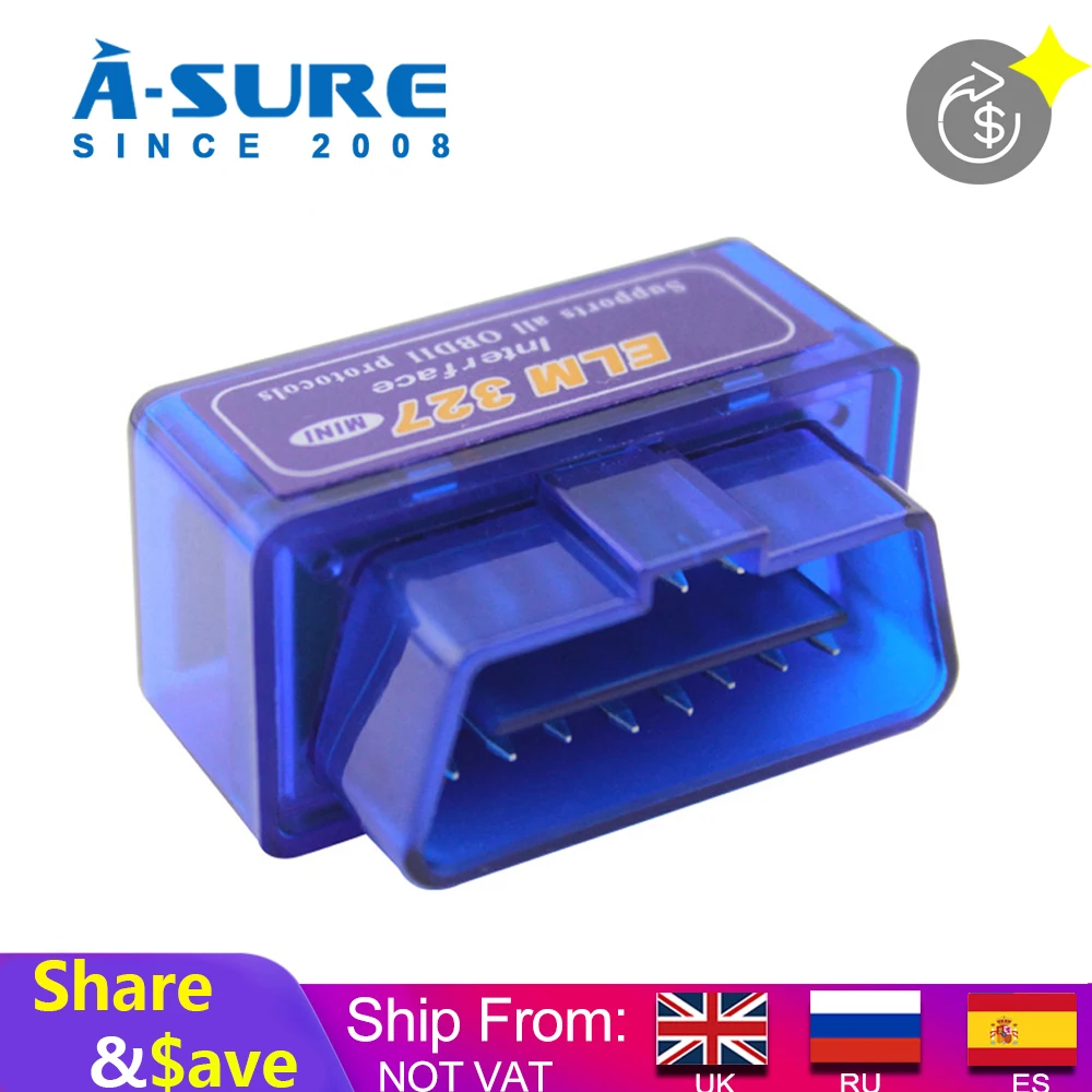 Универсальное диагностическое устройство A Sure Mini ELM327 Bluetooth OBD2 интерфейс сканер