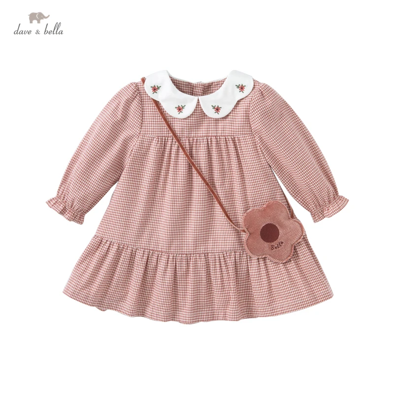 DBZ19128 dave bella autumn baby girl's fashion plaid draped dress with a small bag party dress kids infant lolita 2pcs clothes 
DBZ19128 dave bella autumn baby girl's fashion plaid draped dress with a small bag party dress kids infant lolita 2pcs clothes