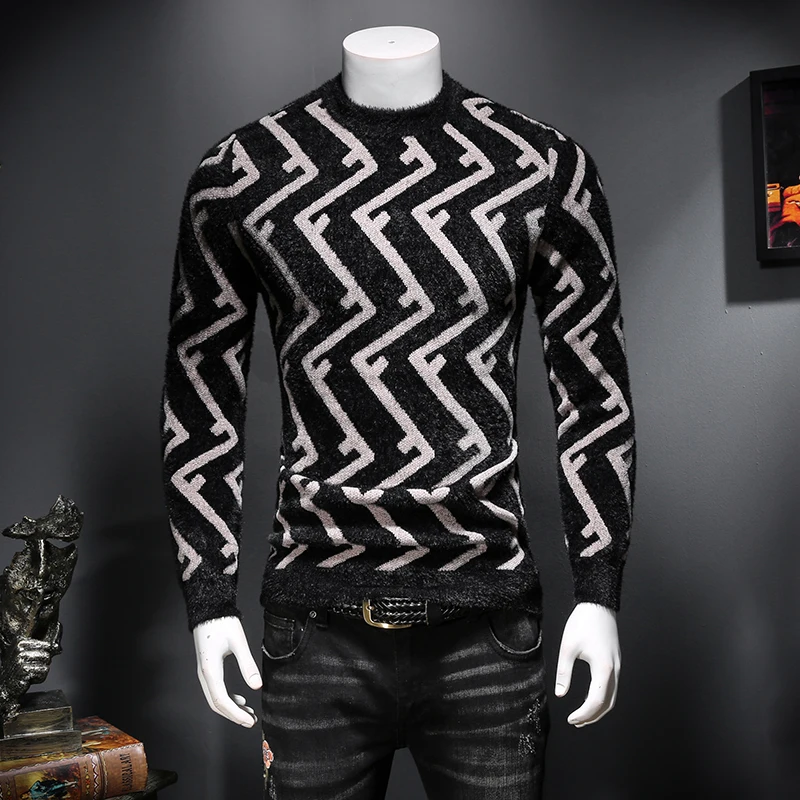Fashion Wave Pullover Men Winter Warm Thick Cashmere SILK Sweater Gentlemen Casual O-Neck Black Jumpers
Fashion Wave Pullover Men Winter Warm Thick Cashmere SILK Sweater Gentlemen Casual O-Neck Black Jumpers