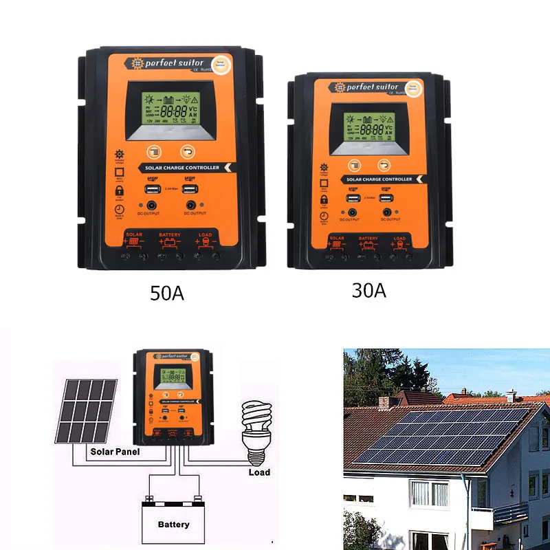 12V/24V 30A 50A 70A MPPT Intelligent Dual USB LCD Display Solar Charge Controller Solar Panel Battery Regulator
12V/24V 30A 50A 70A MPPT Intelligent Dual USB LCD Display Solar Charge Controller Solar Panel Battery Regulator