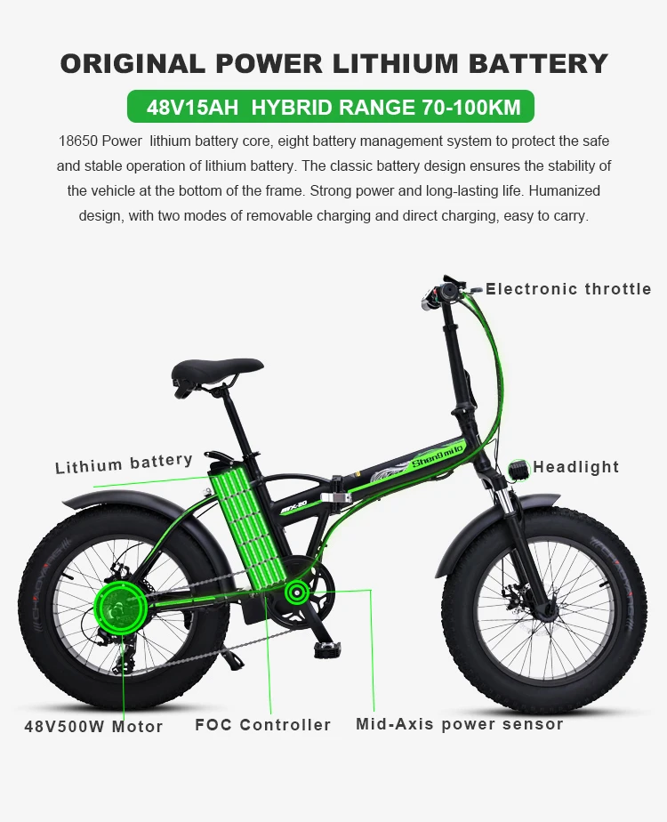 Clearance Electric bike 20 inch eBike snowbike 48V 15AH lithium battery hidden Adult commuter bike electric bicycle 5