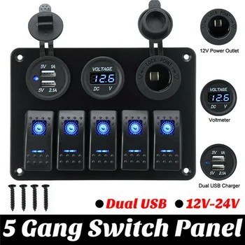 5 Gang ON-OFF Toggle Switch Panel 2USB 12V For Car Boat Marine RV Truck Camper
5 Gang ON-OFF Toggle Switch Panel 2USB 12V For Car Boat Marine RV Truck Camper
