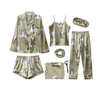 JULY'S SONG 7 Pieces Women Pajamas Sets Stain Faux Silk Elephant Women Sleepwear Sets Autumn Winter Tops+Shorts+Shirt+Pants
JULY'S SONG 7 Pieces Women Pajamas Sets Stain Faux Silk Elephant Women Sleepwear Sets Autumn Winter Tops+Shorts+Shirt+Pants