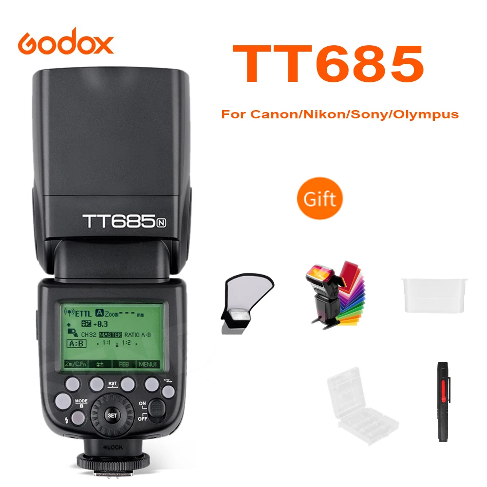 Godox TT685 TT685C TT685N TT685S TT685F TT685O Flash TTL HSS Camera Flash speedlite for Canon Nikon Sony Fuji Olympus Cameras
Godox TT685 TT685C TT685N TT685S TT685F TT685O Flash TTL HSS Camera Flash speedlite for Canon Nikon Sony Fuji Olympus Cameras