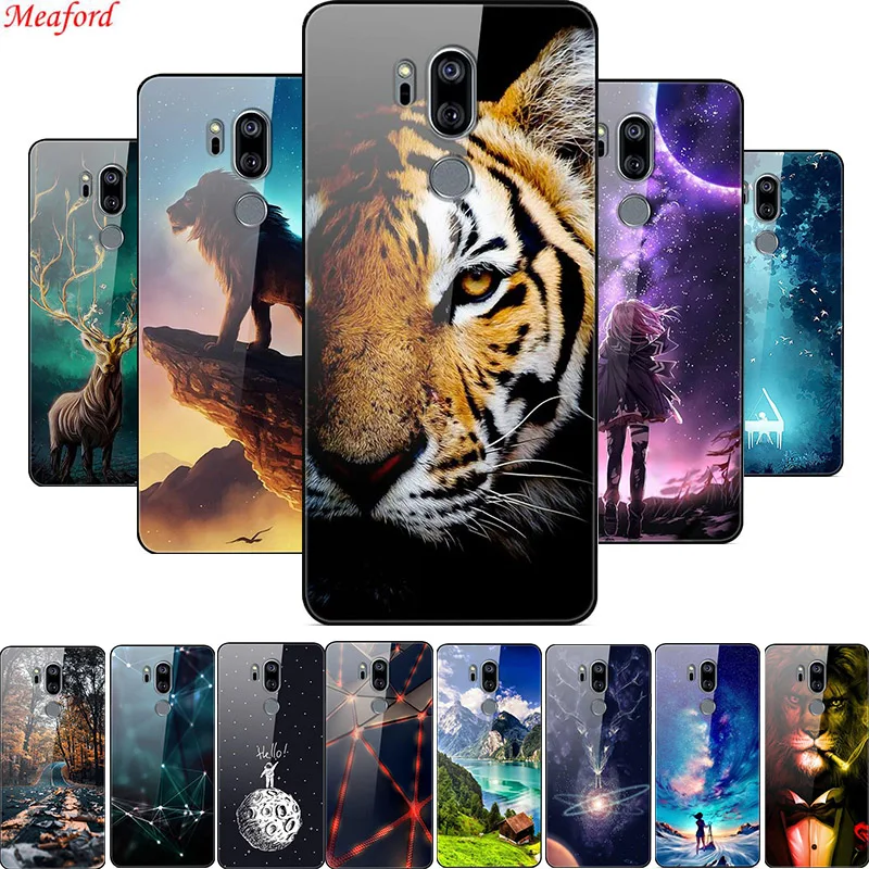 

For LG G7 ThinQ Case Tempered Glass Hard Back Cover Phone Case For LG G7 ThinQ 6.1" Case For LG G7 Plus G7+ Case Soft TPU Bumper