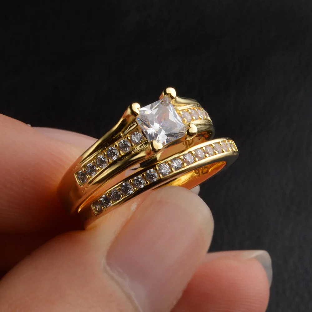2 Pieces Couple Rings Yellow Gold Filled Promise Ring Womens Mens Ring Set Classic Style
2 Pieces Couple Rings Yellow Gold Filled Promise Ring Womens Mens Ring Set Classic Style