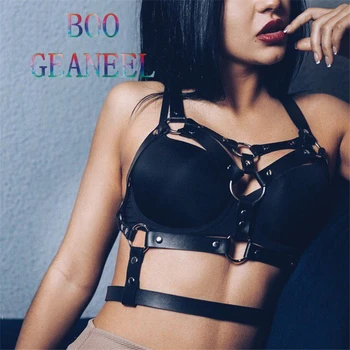 BOOGEANEEL Fashion Punk Cupless Bra Top Leather Harness Belt Body Bondage Chest Straps Black Studded Rive Cropped Top
BOOGEANEEL Fashion Punk Cupless Bra Top Leather Harness Belt Body Bondage Chest Straps Black Studded Rive Cropped Top