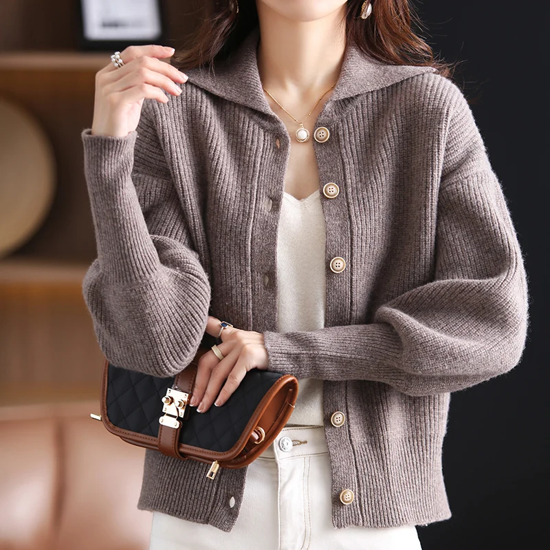 Spring Autumn Woman Sweater Lapel Pure Wool Cardigan Warm Comfortable Fresh Middle Sleeve Jacket Loose Cardigan Knit Sweater
Spring Autumn Woman Sweater Lapel Pure Wool Cardigan Warm Comfortable Fresh Middle Sleeve Jacket Loose Cardigan Knit Sweater