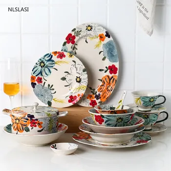 Japanese Style Flower Pattern Creative Modern Simple Ceramic Plate Dish Tableware Household Western-style Meal Snack Flat Plate
Japanese Style Flower Pattern Creative Modern Simple Ceramic Plate Dish Tableware Household Western-style Meal Snack Flat Plate