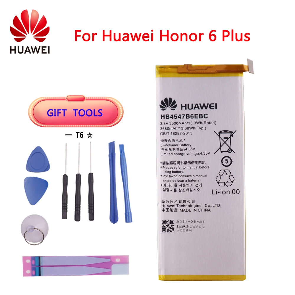 100% huawei Original phone battery HB4547B6EBC For Huawei Honor 6 Plus 6plus PE-TL20 PE-TL10 PE-CL00 PE-UL00 3500mAh battery
100% huawei Original phone battery HB4547B6EBC For Huawei Honor 6 Plus 6plus PE-TL20 PE-TL10 PE-CL00 PE-UL00 3500mAh battery