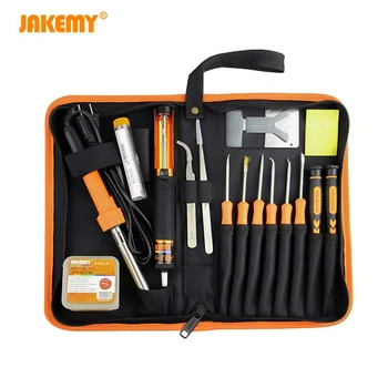 JAKEMY 17 Pcs Electric Soldering Iron Bit Welding Tools Set Finely Processed Portable Electronics Welding Repairing Tool Bag Kit
JAKEMY 17 Pcs Electric Soldering Iron Bit Welding Tools Set Finely Processed Portable Electronics Welding Repairing Tool Bag Kit