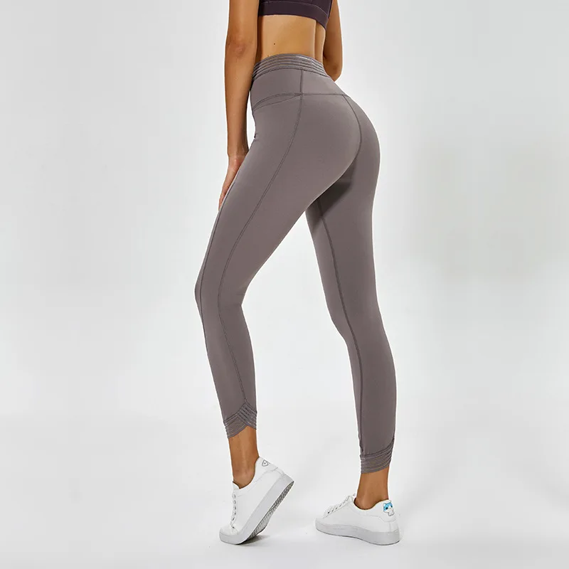 

Merillat Merry Wright New Style Gauze Joint Yoga Sports Ninth Pants High-waisted Elasticity Bare Sense Fitness Suit