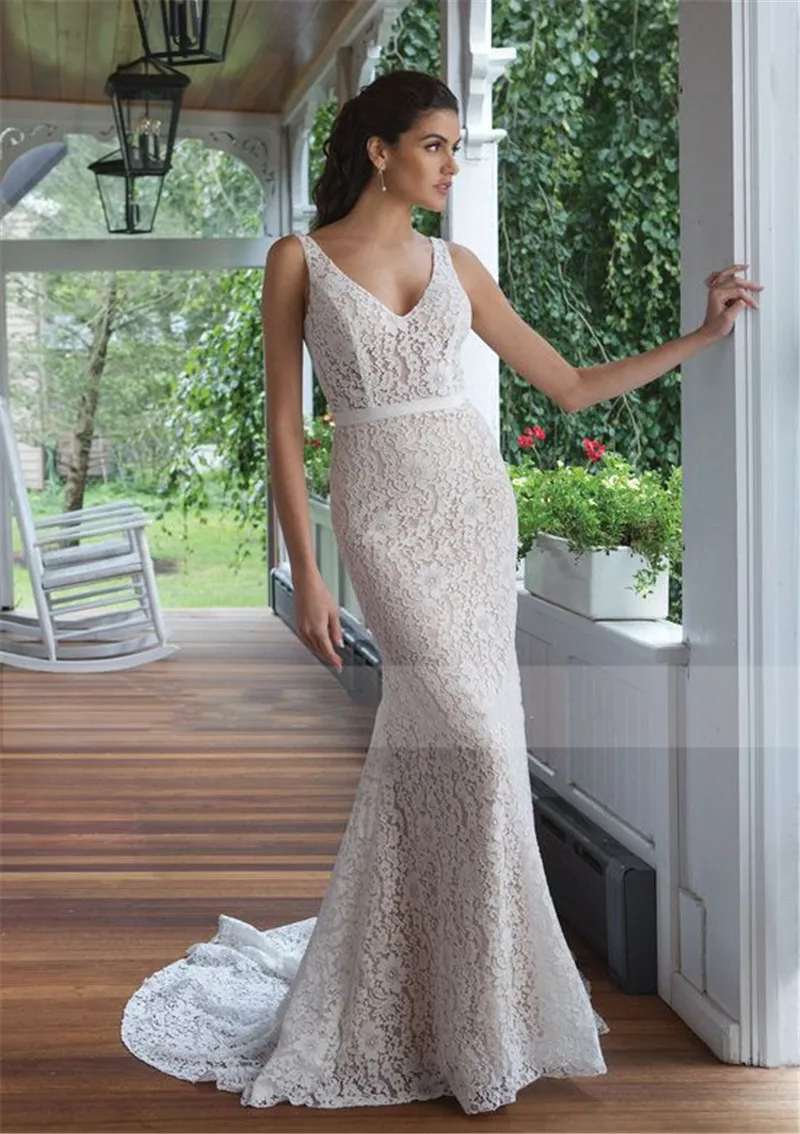 V-Neck Lace Mermaid Wedding Dresses Slim Bridal Gowns Custom Sleeveless Bridal Gowns Backless Custom Made Fashion
V-Neck Lace Mermaid Wedding Dresses Slim Bridal Gowns Custom Sleeveless Bridal Gowns Backless Custom Made Fashion