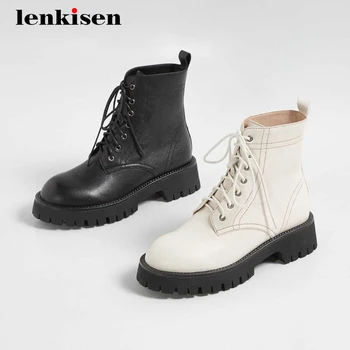 Lenkisen simple style motorcycle boots real leather platform round toe thick med heel lace up energy girls star ankle boots L30
Lenkisen simple style motorcycle boots real leather platform round toe thick med heel lace up energy girls star ankle boots L30