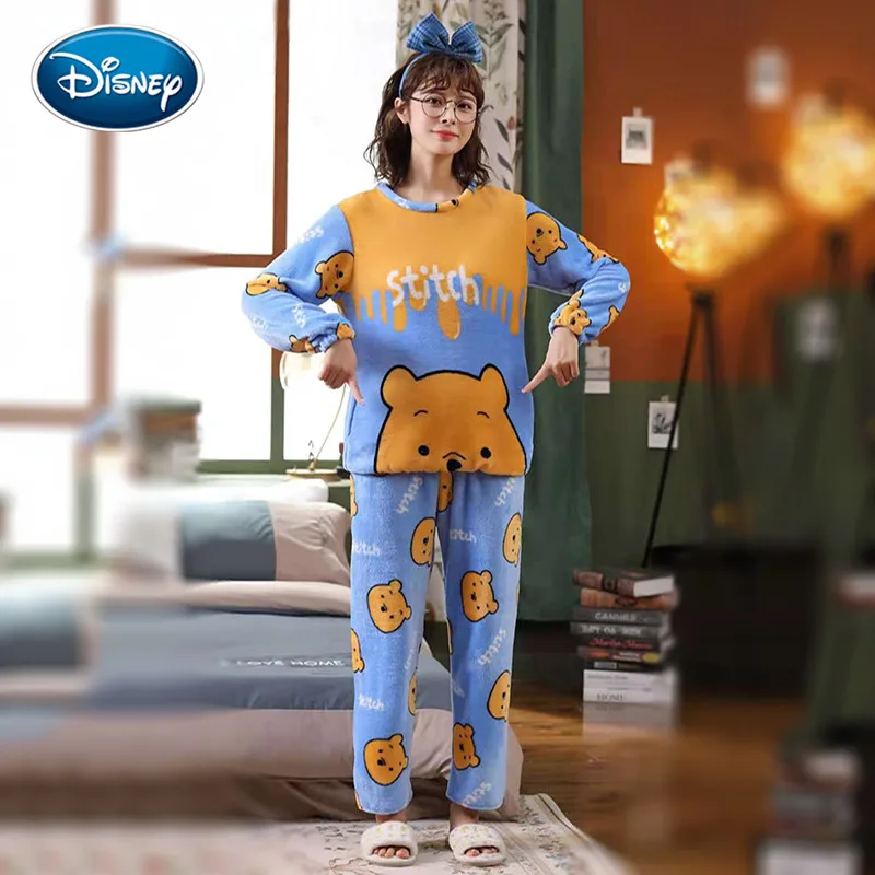 Disney New Cute Pooh Bear Thicken Warm Ladies Long Sleeve Pajamas Set Winter Homewear Coral Fleece Pajamas Set
Disney New Cute Pooh Bear Thicken Warm Ladies Long Sleeve Pajamas Set Winter Homewear Coral Fleece Pajamas Set