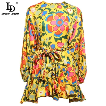 LD LINDA DELLA Designer Autumn Colorful Dresses For Woman Vintage Lantern Sleeve Bow Belt Flower Print Multicolor Mini Dress
LD LINDA DELLA Designer Autumn Colorful Dresses For Woman Vintage Lantern Sleeve Bow Belt Flower Print Multicolor Mini Dress