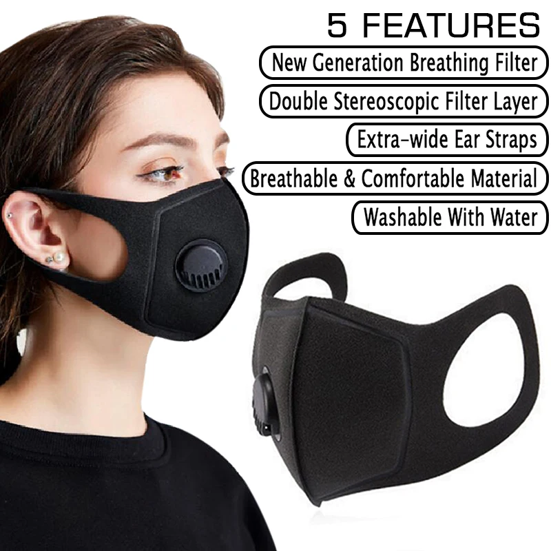 Anti Dust Mask Anti PM2.5 Pollution Cycling Face Mask Mouth Respirator Black Breathable Valve Mask 3D Mouth Coronavirus to Buy
Anti Dust Mask Anti PM2.5 Pollution Cycling Face Mask Mouth Respirator Black Breathable Valve Mask 3D Mouth Coronavirus to Buy