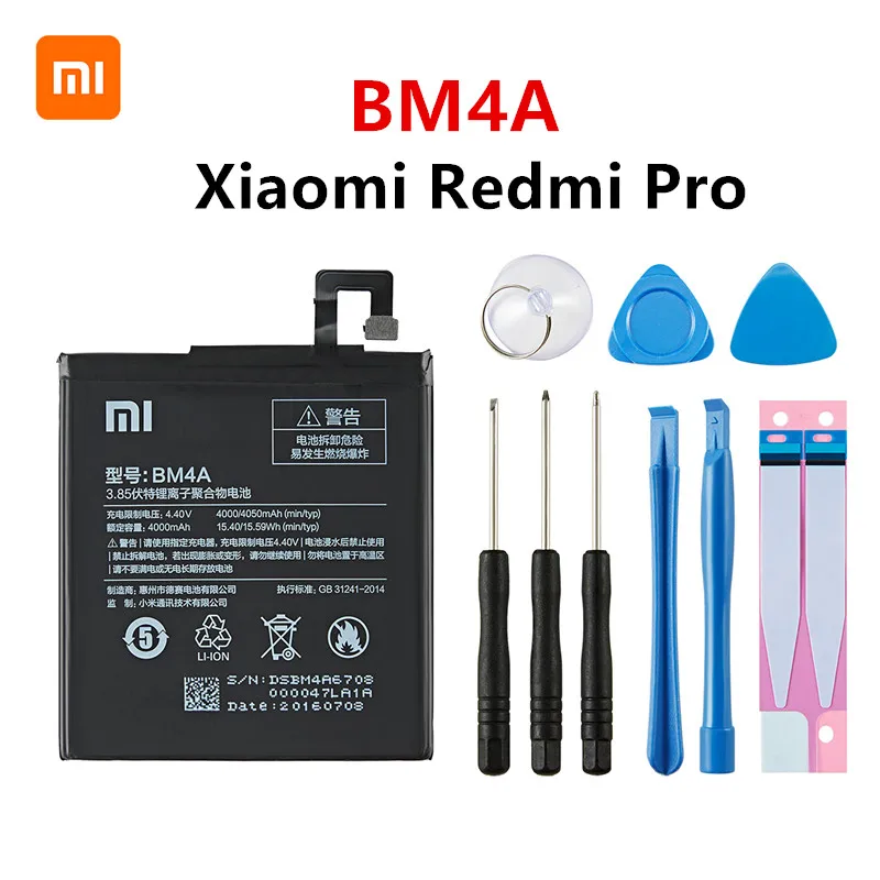 Оригинальный аккумулятор Xiao mi 100% BM4A 4000 мАч для Xiaomi Hongmi Redmi Pro высококачественные