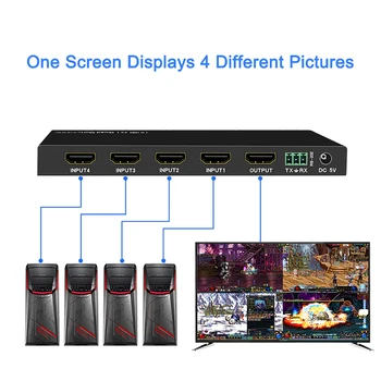 6.75Gbps 4K 60Hz Ultra HD Metal Case 4 Input 1 Output KVM Switch HDMI 2.0 Screen Switcher Shared Keyboard and Mouse
6.75Gbps 4K 60Hz Ultra HD Metal Case 4 Input 1 Output KVM Switch HDMI 2.0 Screen Switcher Shared Keyboard and Mouse