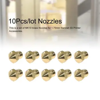10Pcs MK10 Brass Nozzle Extruder Print Head M7 Threaded 0.2/0.3/0.4/0.5/0.6/0.8mm For 1.75mm Filamnet 3D Printer Parts
10Pcs MK10 Brass Nozzle Extruder Print Head M7 Threaded 0.2/0.3/0.4/0.5/0.6/0.8mm For 1.75mm Filamnet 3D Printer Parts