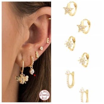 925 Sterling Silver Earrings Sparkling Zircon Huggies Hoop Earrings For Woman Birthday Gift Pendientes Fine Jewelry Accessories 
925 Sterling Silver Earrings Sparkling Zircon Huggies Hoop Earrings For Woman Birthday Gift Pendientes Fine Jewelry Accessories