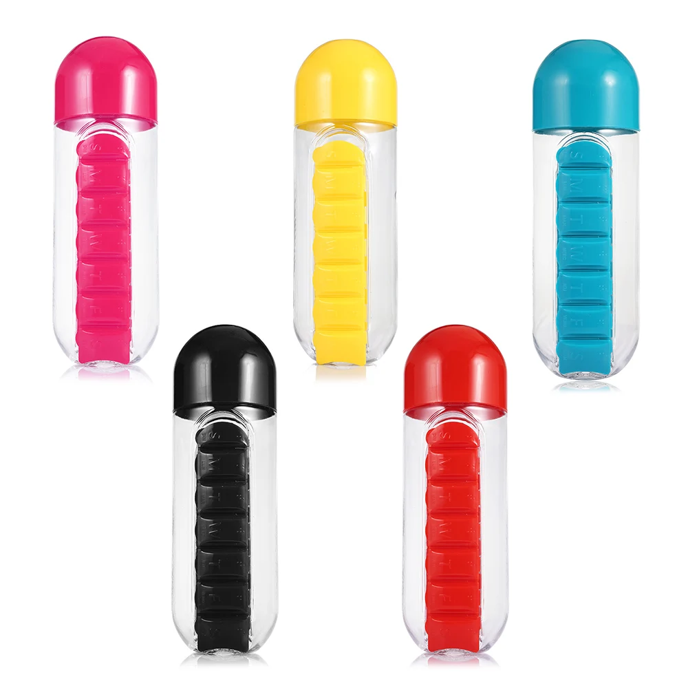 600ml Portable Plastic Drinking Water Bottle Pill Storage Case Pill Box Combine Daily Organizer Kit Outdoor Bottle Medicine Box
600ml Portable Plastic Drinking Water Bottle Pill Storage Case Pill Box Combine Daily Organizer Kit Outdoor Bottle Medicine Box