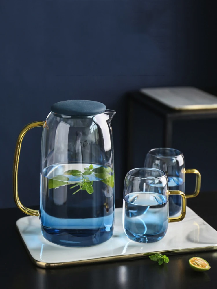 1500ML New Gradient Color Cold Water Glass Bottle Set With Cover Gold Handle Cold Water Kettle Glass Water Cup Home Drinkware
1500ML New Gradient Color Cold Water Glass Bottle Set With Cover Gold Handle Cold Water Kettle Glass Water Cup Home Drinkware