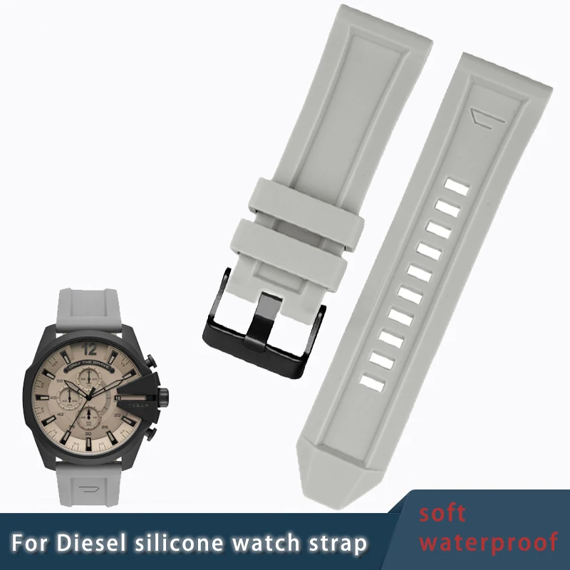 

Suitable for diesel silicone watch with DZ4496/4535/4283/4476/7416/7396 series smoke gray soft waterproof watch accessories 26mm