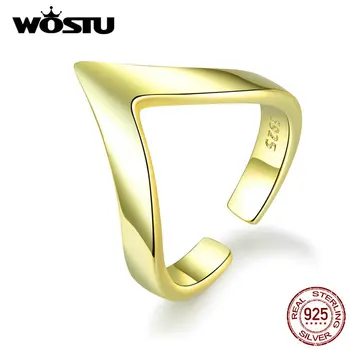 WOSTU Real 925 Sterling Silver V Shape Gold Color Ring For Women Adjustable Rings Wedding Engagement Jewelry Gift CQR470-B
WOSTU Real 925 Sterling Silver V Shape Gold Color Ring For Women Adjustable Rings Wedding Engagement Jewelry Gift CQR470-B