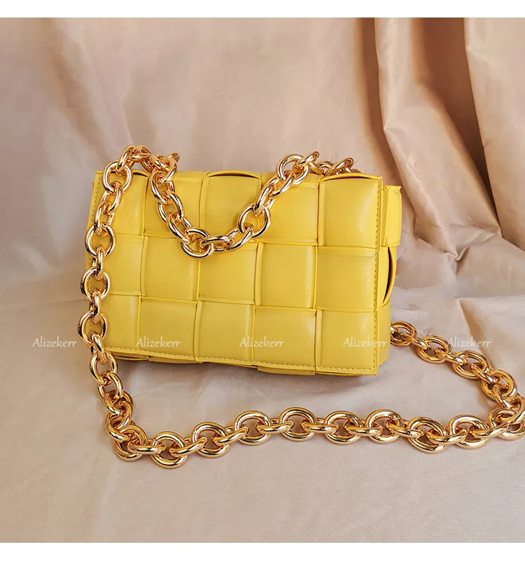 Metal Chain Avocado Green Shoulder Bag Women 2020 New Designer Woven Small Square Crossbody Bag Female Fashion Purse Top Quality Metal Chain Avocado Green Shoulder Bag Women 2020 New Designer Woven Small Square Crossbody Bag Female Fashion Purse Top Quality