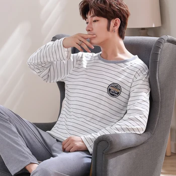 Plus Size 5XL Men's Pajamas Homewear Autumn Cotton Pajamas Set with Pants Male Sleepwear Long Sleeve Cotton Home Clothes for Men
Plus Size 5XL Men's Pajamas Homewear Autumn Cotton Pajamas Set with Pants Male Sleepwear Long Sleeve Cotton Home Clothes for Men