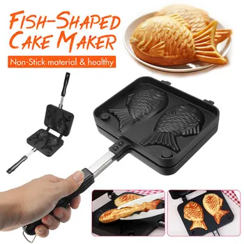 VOGVIGO Home Japanese Non-Stick Taiyaki Fish-Shaped Bakeware Waffle Pan Maker 2 Molds Cake Baking Tools
VOGVIGO Home Japanese Non-Stick Taiyaki Fish-Shaped Bakeware Waffle Pan Maker 2 Molds Cake Baking Tools
