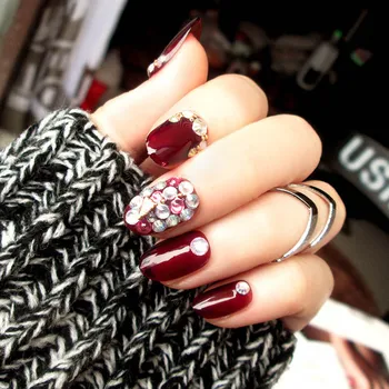 24pcs Wine Red False press on Nails Full Cover Artificial Full Diamond Design Phototherapy Short Fake Nails with gule for girls
24pcs Wine Red False press on Nails Full Cover Artificial Full Diamond Design Phototherapy Short Fake Nails with gule for girls