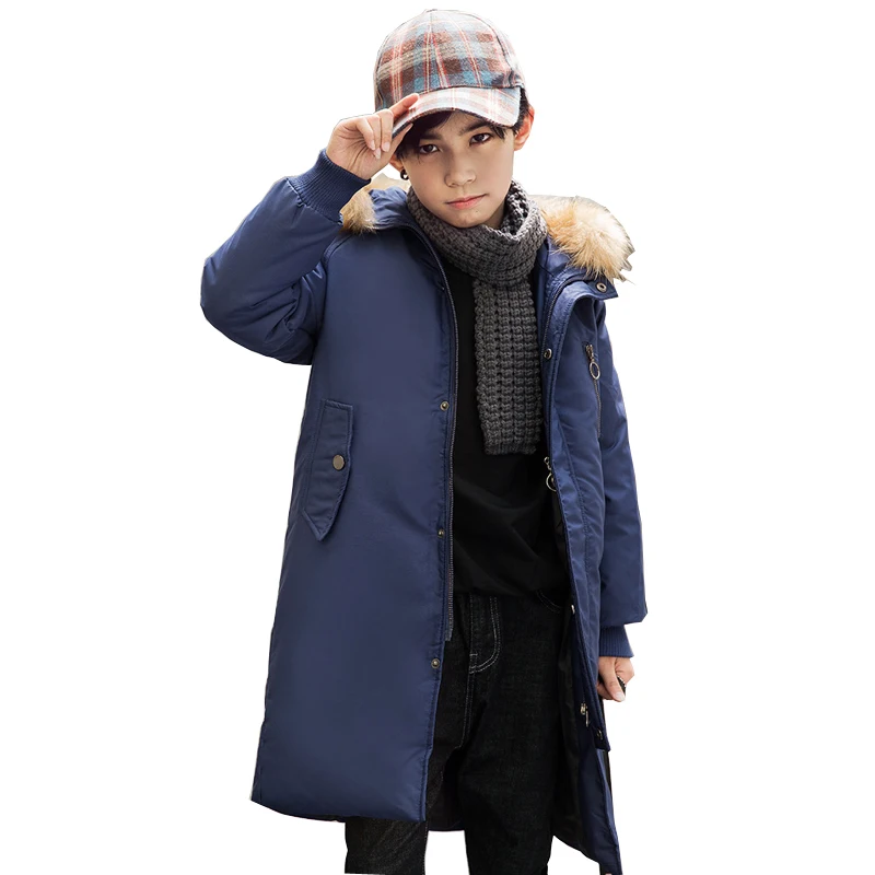 Фото Thick Warm Down Jackets Winter Boys Coat Fashion Real Fur Big Boy Outerwears For Teens 5-15Y LZ049 | Мать и ребенок