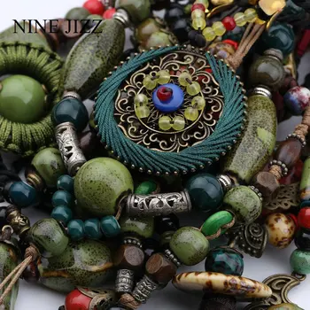 NINEJIZZ Ceramic Beads Ethnic Style Necklace Handmade Long Tassel Colorful Necklace Chain DIY Fashion Ethnic Jewelry Green Color
NINEJIZZ Ceramic Beads Ethnic Style Necklace Handmade Long Tassel Colorful Necklace Chain DIY Fashion Ethnic Jewelry Green Color