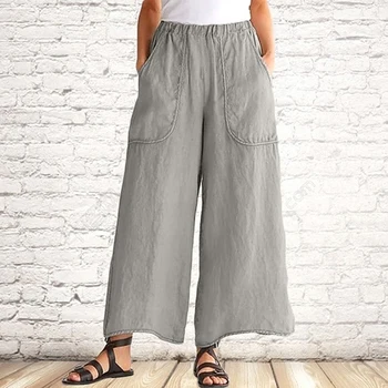 2020 Women Fashion New Linen Cotton Wide Leg Pants Solid Casual High Waist Ankle-length Pants Pockets Breathable Trouser
2020 Women Fashion New Linen Cotton Wide Leg Pants Solid Casual High Waist Ankle-length Pants Pockets Breathable Trouser