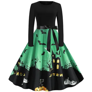 Green Vintage Dresses Women's Long Sleeve Pumpkins Housewife Print Halloween Prom Costume Swing Party Dress Ropa Halloween
Green Vintage Dresses Women's Long Sleeve Pumpkins Housewife Print Halloween Prom Costume Swing Party Dress Ropa Halloween