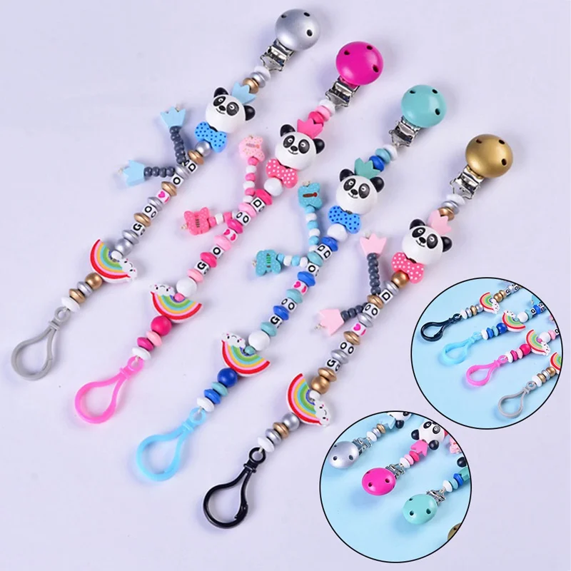 Cartoon Panda Shape Baby Colourful Beads Wooden Pacifier Clip Outdoor Protable Pacifier Chain Clip Infant Soother Holder
Cartoon Panda Shape Baby Colourful Beads Wooden Pacifier Clip Outdoor Protable Pacifier Chain Clip Infant Soother Holder