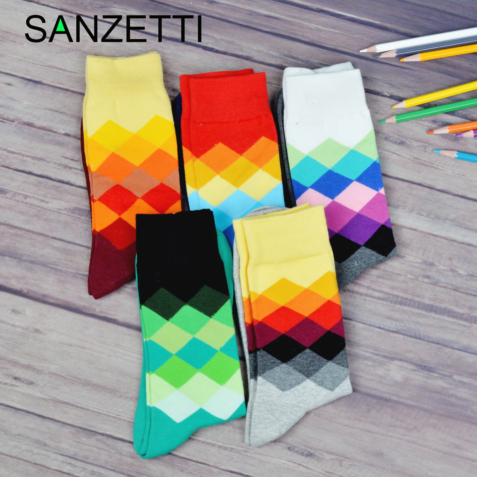 SANZETTI 5 Pairs/Lot Men Casual Colorful Happy Crew Socks Personality Novelty Combed Cotton Socks Dress Breathable Gift Socks
SANZETTI 5 Pairs/Lot Men Casual Colorful Happy Crew Socks Personality Novelty Combed Cotton Socks Dress Breathable Gift Socks