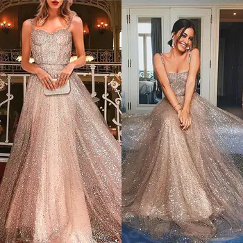 Shine A-Line Sweetheart Evening Dresses Spaghetti Strap Sequin Sleeveless Prom Gown Floor-Length Sparkly Wedding Party Dress New
Shine A-Line Sweetheart Evening Dresses Spaghetti Strap Sequin Sleeveless Prom Gown Floor-Length Sparkly Wedding Party Dress New