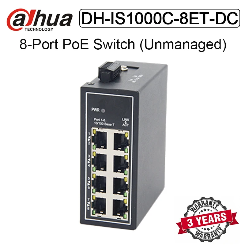 dahua 8 ports poe switch DH-IS1000C-8ET-DC Unmanaged power switch 8 port for IP camera 1