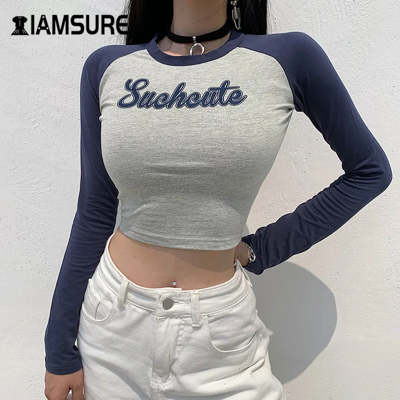 IAMSURE Autumn Long Sleeve Contrast Patchwork Cropped Shirt For Women Letter Print Casual Basic Female Skinny Shirt Harajuku 
IAMSURE Autumn Long Sleeve Contrast Patchwork Cropped Shirt For Women Letter Print Casual Basic Female Skinny Shirt Harajuku