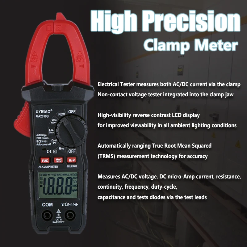 QHTITEC Digital Clamp Meters UA2019B Auto Range 2000 Counts T-RMS DC/AC Current Voltage Meter Voltmeter With NCV Multimeter
QHTITEC Digital Clamp Meters UA2019B Auto Range 2000 Counts T-RMS DC/AC Current Voltage Meter Voltmeter With NCV Multimeter
