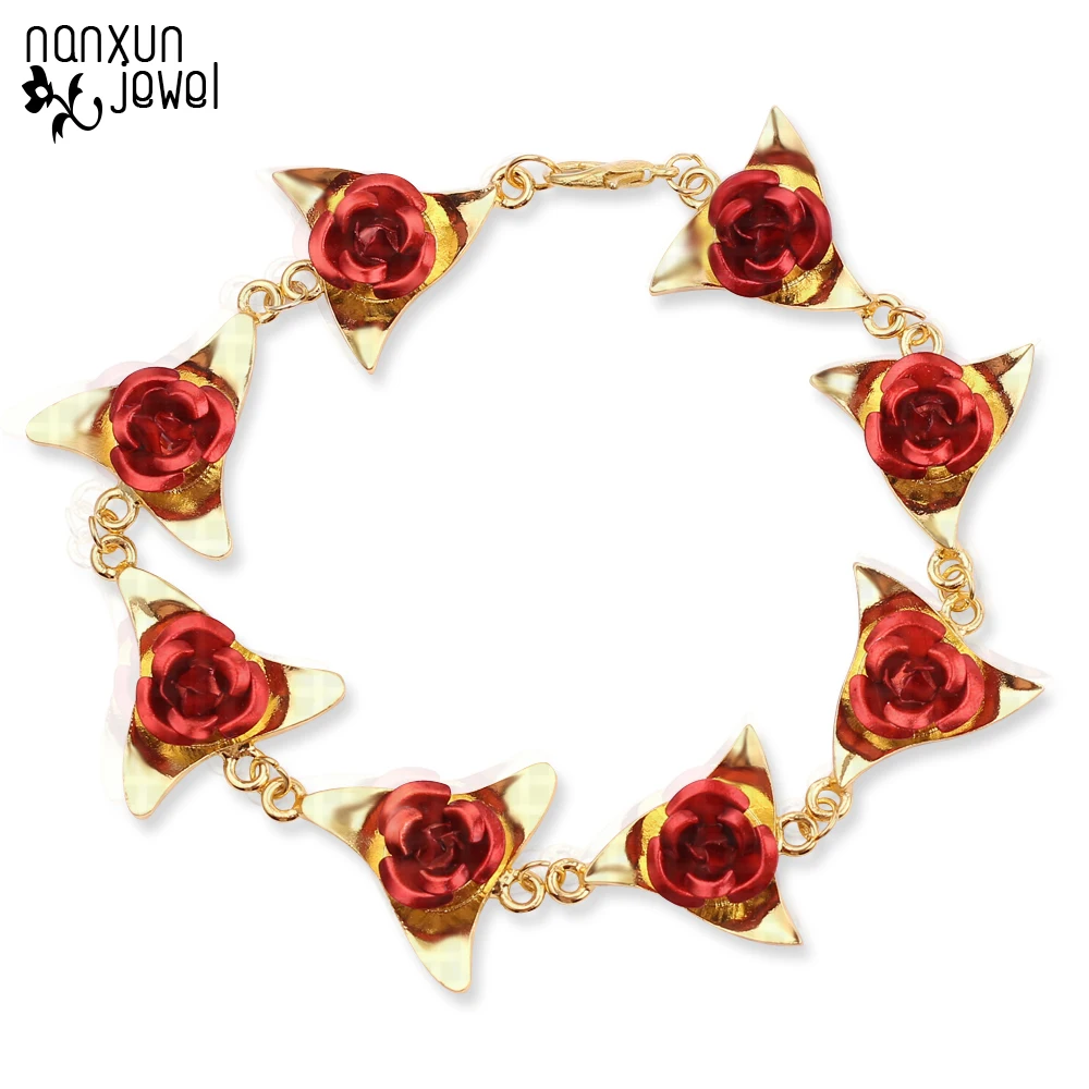 Red Rose Flower Bracelet Delicate 3D Floral Bracelet Bridesmaid/Bridal Bracelet Gift Love Flower Gold color Bracelets For Women 
Red Rose Flower Bracelet Delicate 3D Floral Bracelet Bridesmaid/Bridal Bracelet Gift Love Flower Gold color Bracelets For Women